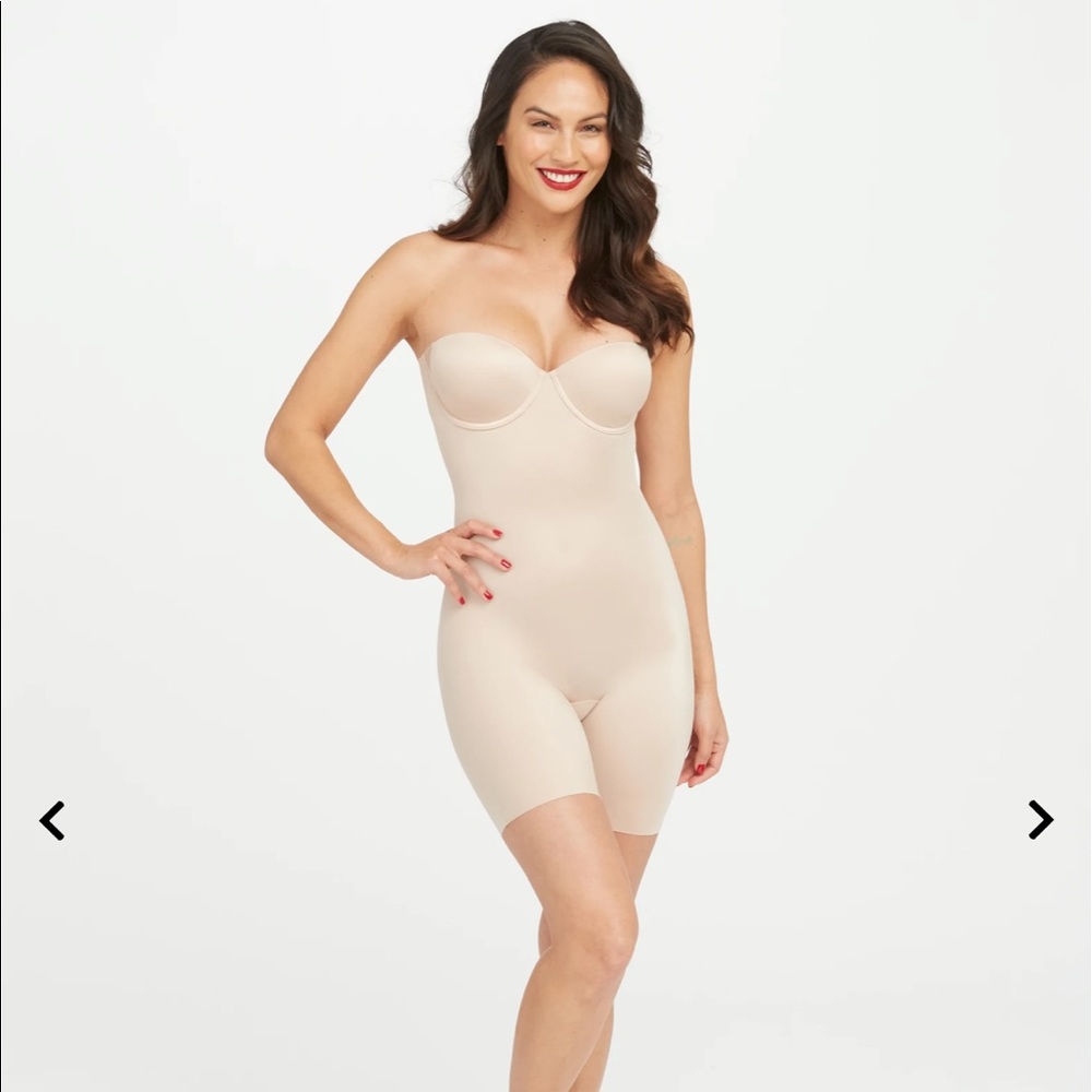 Spanx Suit Your Fancy Strapless Cupped Mid-Thigh Bodysuit
